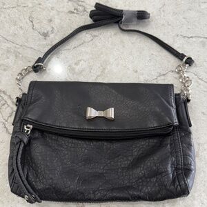 Candies Faux Leather Crossbody Silver Metal Bow Decorative Chain Zippers New Y2K